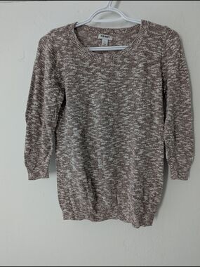 Old Navy Brown and Cream Marled Knit Crewneck Sweater